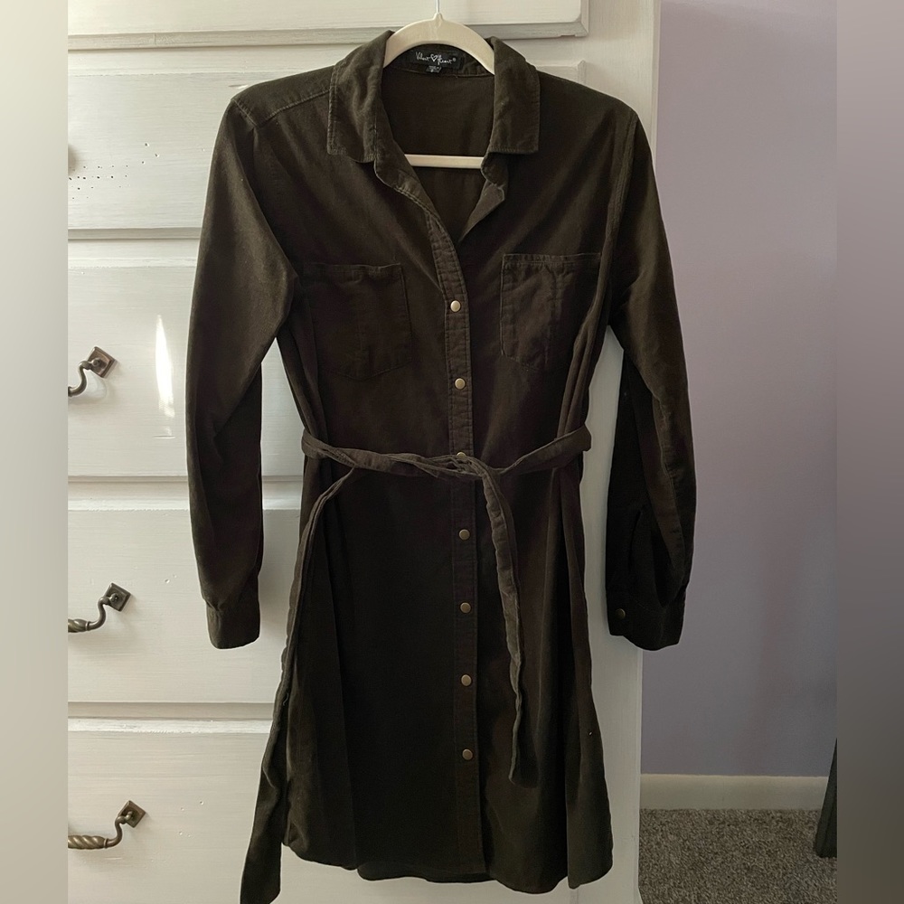 Velvet Heart Army Green Corduroy Dress sz S